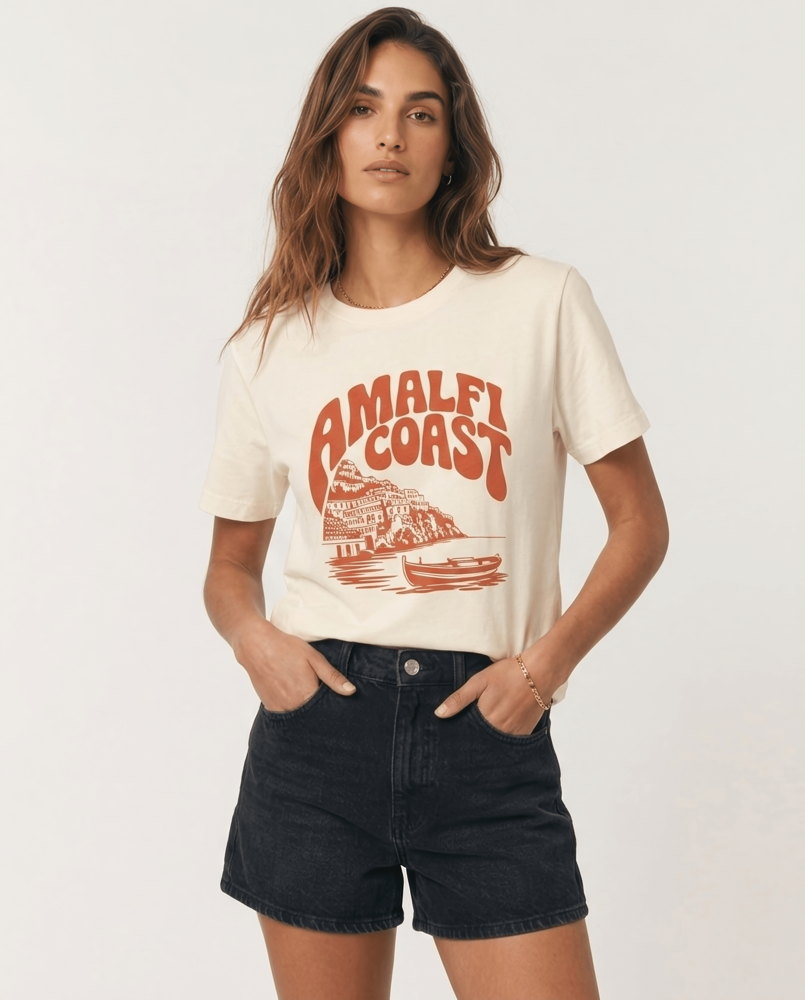Amalfi Coasting Ecru S graphic t-shirt - Après Waves